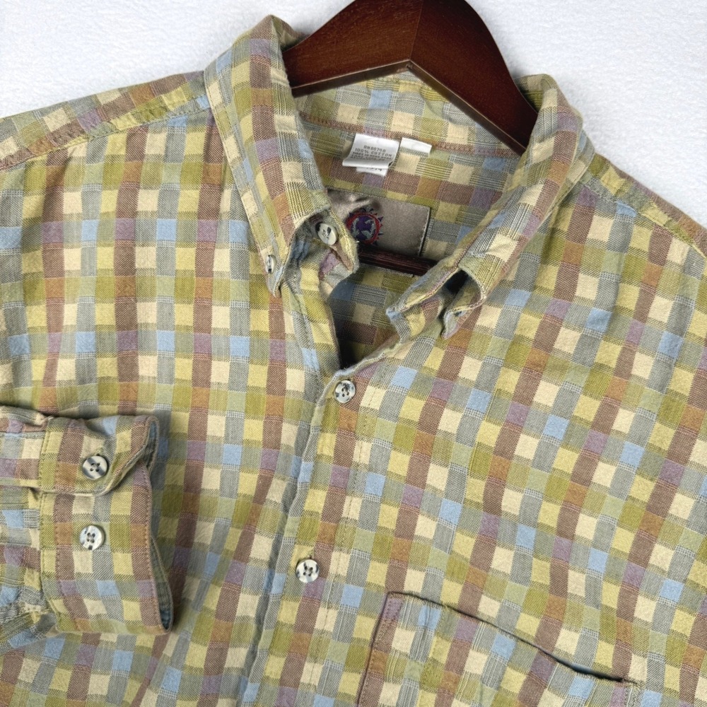 Vtg 90s The Territory Ahead Button Down Shirt Mens L Retro Multicolor Plaid L/S